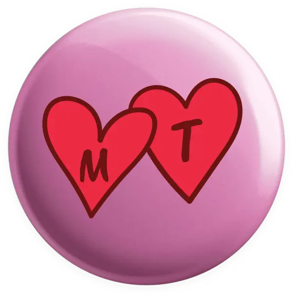 Placka Iniciály v srdíčku se jmény - kopie