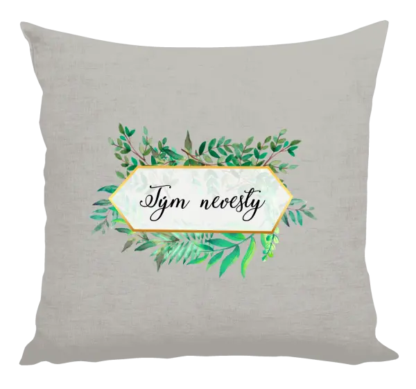 Vankúš Tým nevěsty - zelené listy - kopie