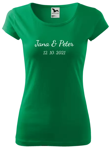 Dámske tričko Jména a datum písmo 2 - kopie