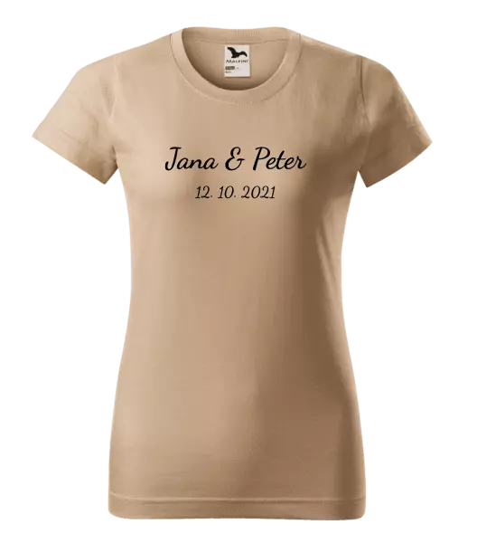 Dámske tričko Jména a datum písmo 2 - kopie