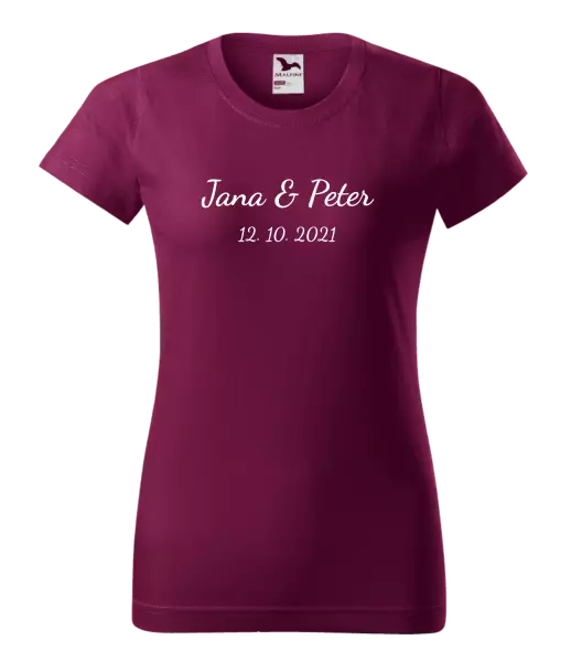 Dámske tričko Jména a datum písmo 2 - kopie