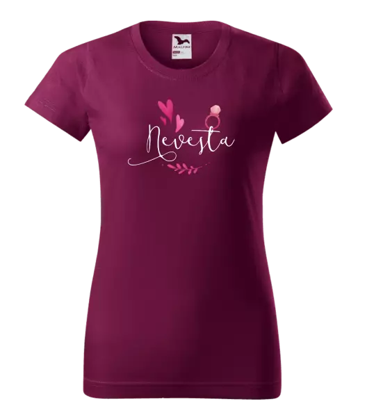 Dámske tričko Nevěsta - srdíčka a lístečky - kopie