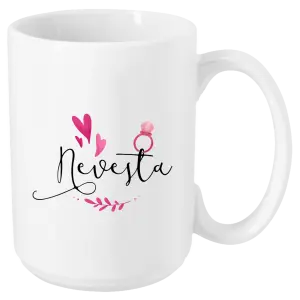 Hrnček Nevěsta - srdíčka a lístečky - kopie