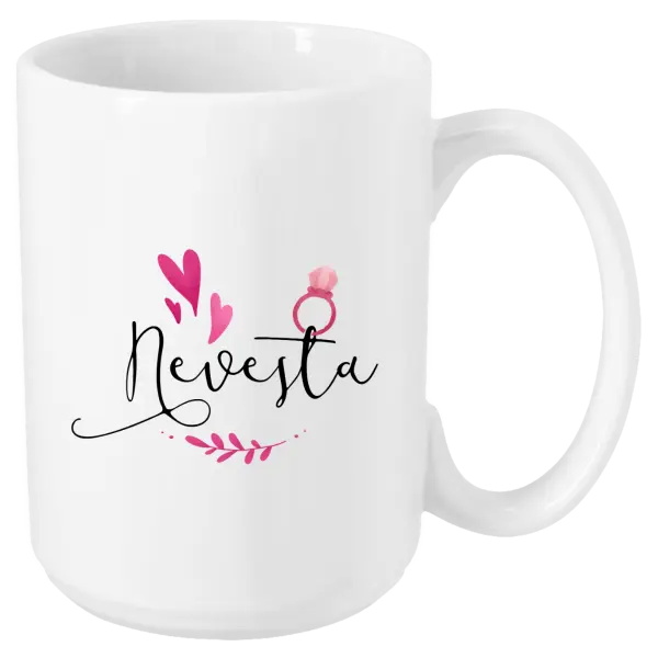 Hrnček Nevěsta - srdíčka a lístečky - kopie