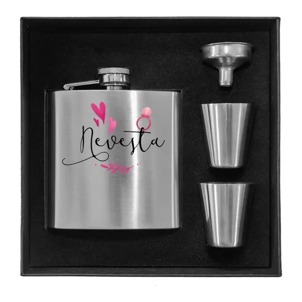 Ploskačka v krabičke Nevěsta - srdíčka a lístečky - kopie