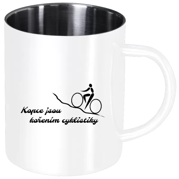 Nerezový hrnek Kopce jsou kořením cyklistiky