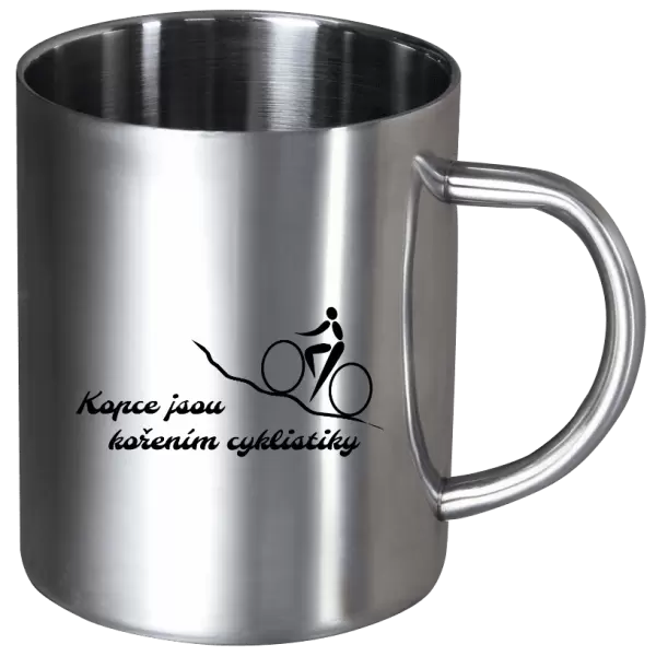 Nerezový hrnek Kopce jsou kořením cyklistiky