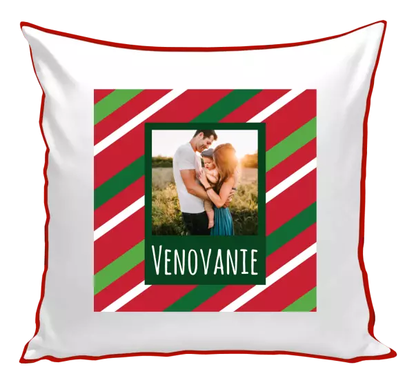 Vianočný vankúš Červené a zelené pruhy - kopie
