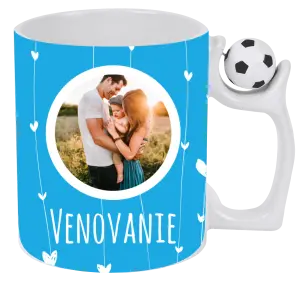 Vianočný hrnček Lístečky na modrém pozadí - kopie