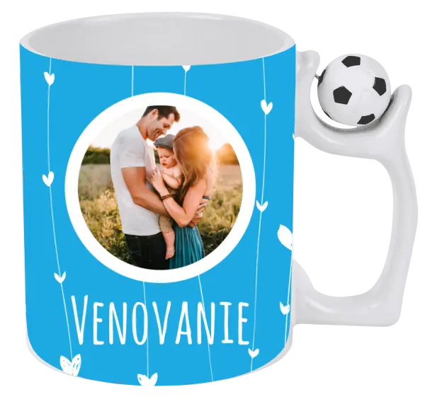 Vianočný hrnček Lístečky na modrém pozadí - kopie