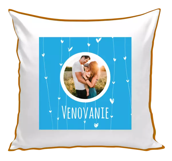 Vianočný vankúš Lístečky na modrém pozadí - kopie