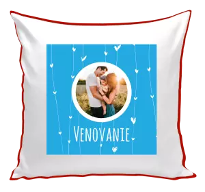 Vianočný vankúš Lístečky na modrém pozadí - kopie