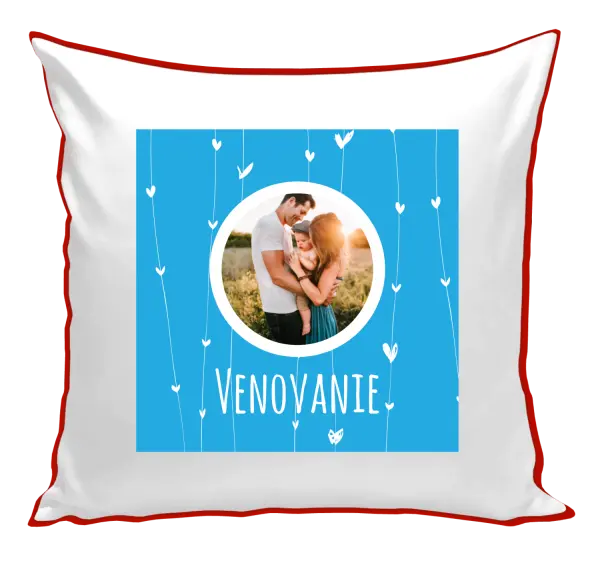 Vianočný vankúš Lístečky na modrém pozadí - kopie