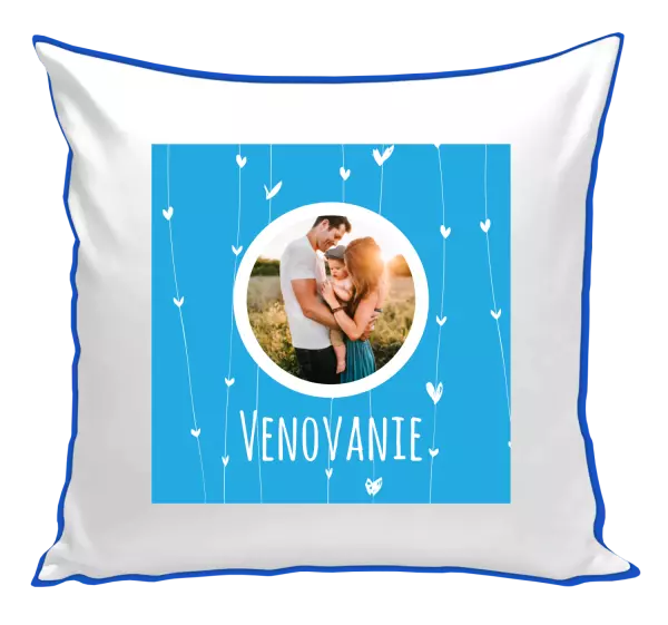 Vianočný vankúš Lístečky na modrém pozadí - kopie