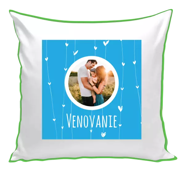 Vianočný vankúš Lístečky na modrém pozadí - kopie