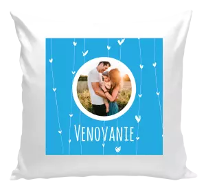 Vianočný vankúš Lístečky na modrém pozadí - kopie