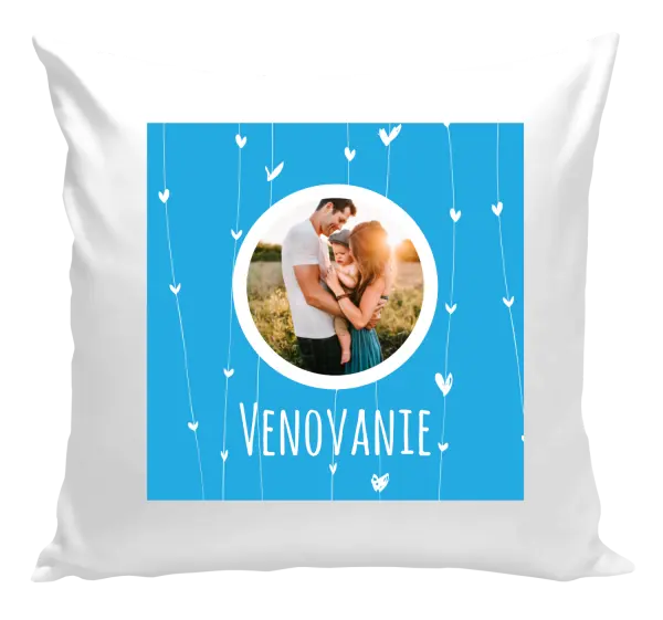 Vianočný vankúš Lístečky na modrém pozadí - kopie