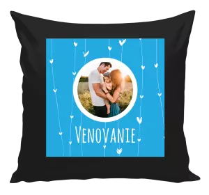 Vianočný vankúš Lístečky na modrém pozadí - kopie