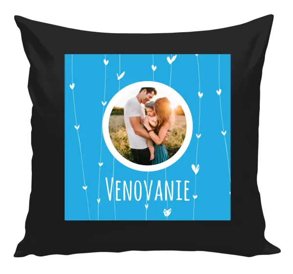 Vianočný vankúš Lístečky na modrém pozadí - kopie