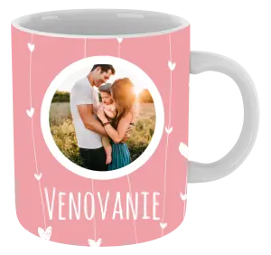 Vianočný hrnček Lístečky na růžovém pozadí - kopie