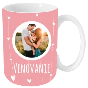 Vianočný hrnček Lístečky na růžovém pozadí - kopie