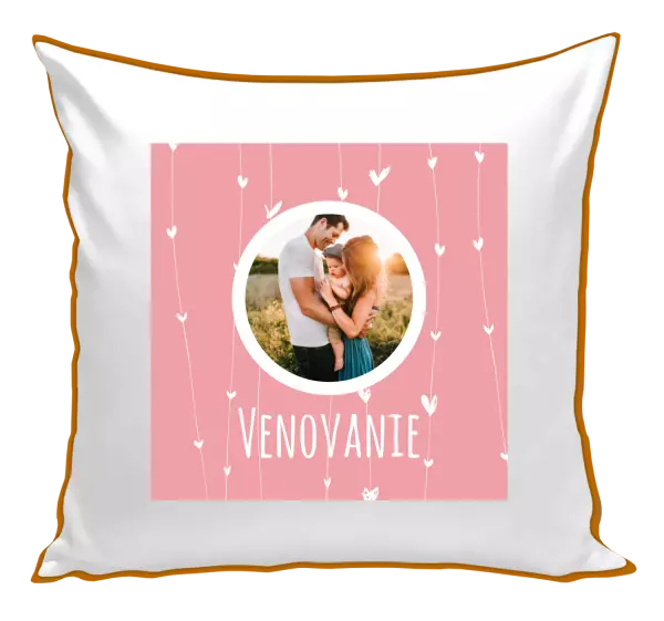 Vianočný vankúš Lístečky na růžovém pozadí - kopie