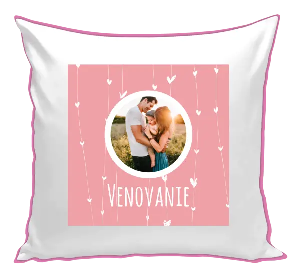 Vianočný vankúš Lístečky na růžovém pozadí - kopie