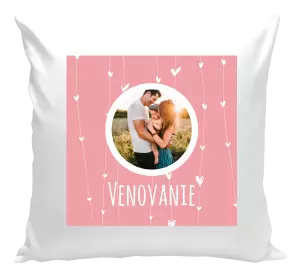 Vianočný vankúš Lístečky na růžovém pozadí - kopie