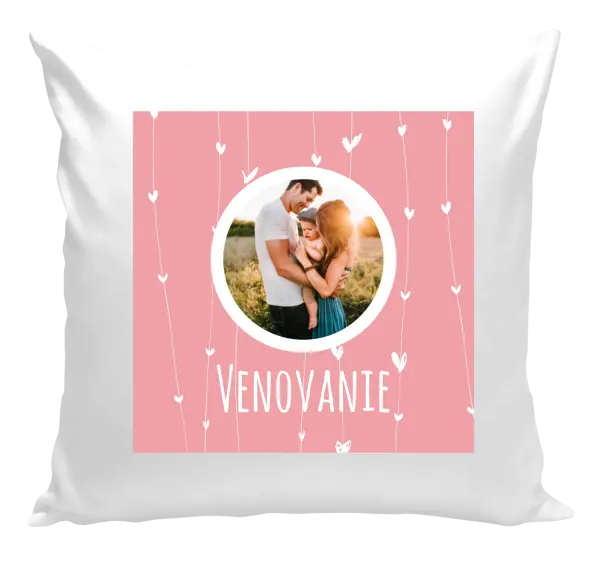 Vianočný vankúš Lístečky na růžovém pozadí - kopie