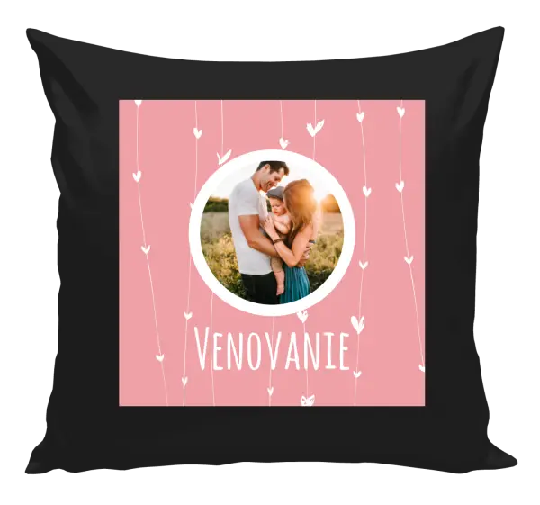 Vianočný vankúš Lístečky na růžovém pozadí - kopie