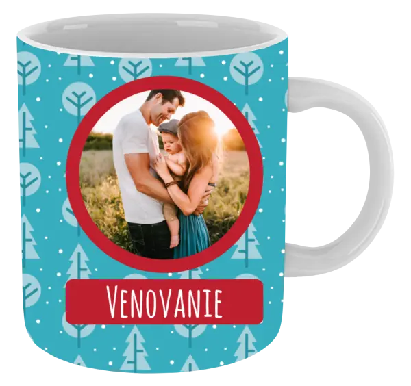 Vianočný hrnček Modré stromečky