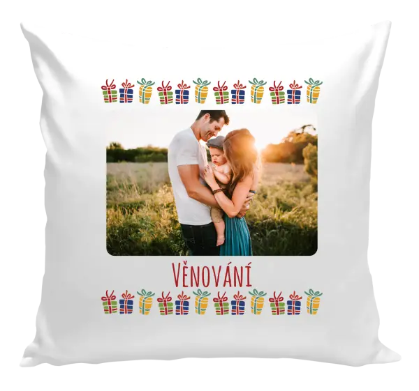 Vianočný vankúš Farebné vianočné dárečky