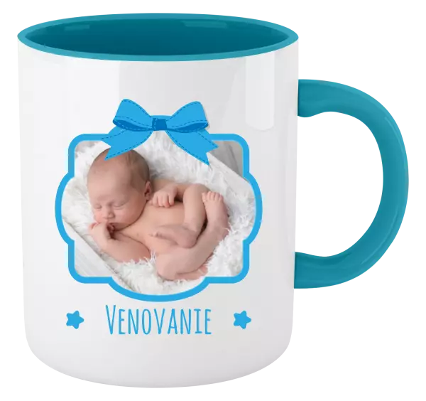 Hrnček  Modrá mašle s fotografií - kopie