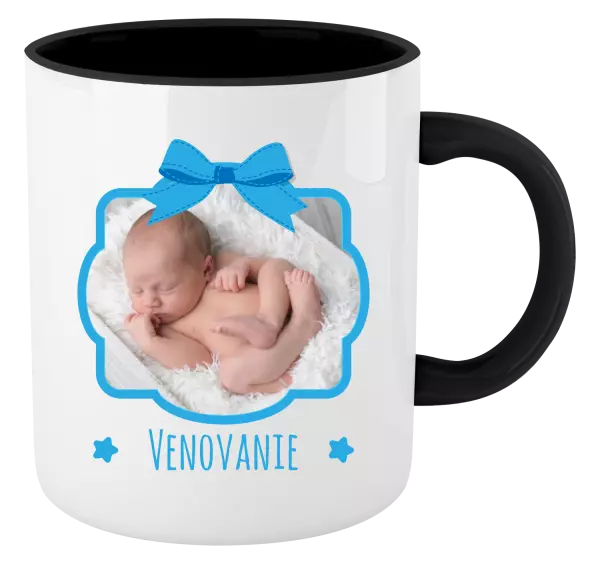 Hrnček  Modrá mašle s fotografií - kopie