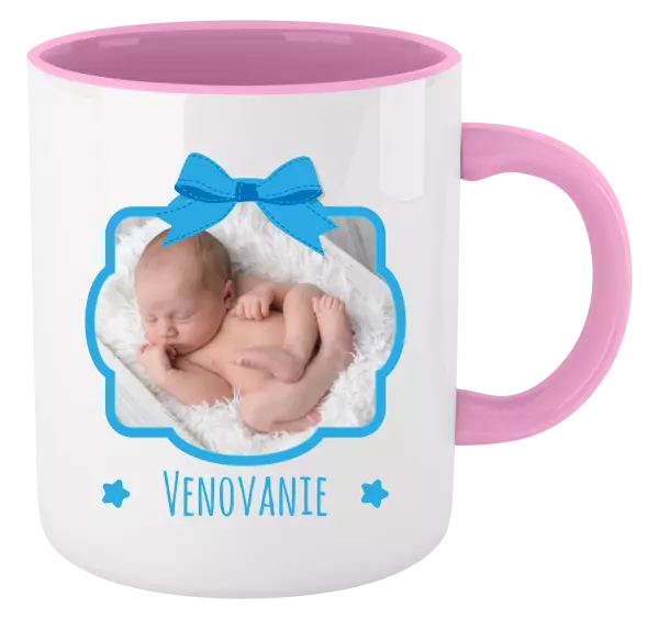 Hrnček  Modrá mašle s fotografií - kopie