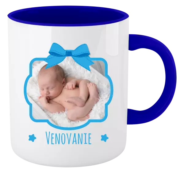 Hrnček  Modrá mašle s fotografií - kopie