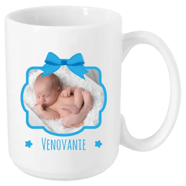 Hrnček Modrá mašle s fotografií - kopie