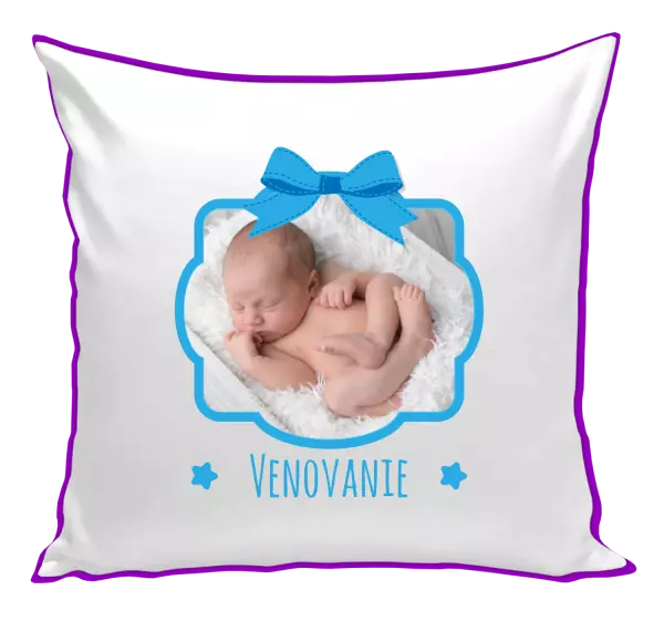 Vankúš Modrá mašle s fotografií - kopie