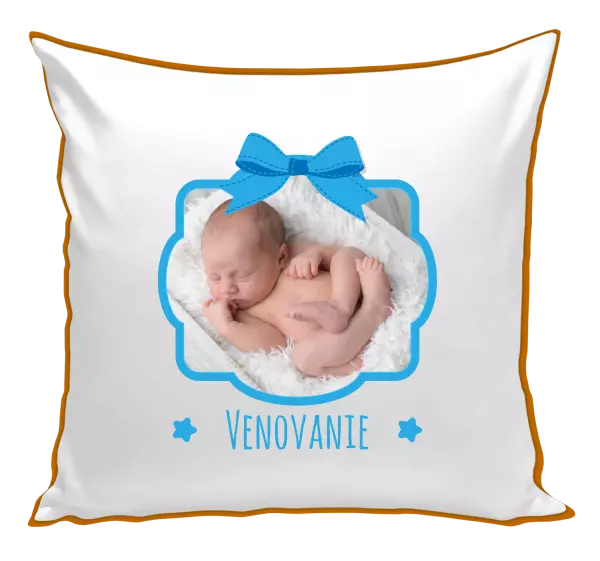 Vankúš Modrá mašle s fotografií - kopie