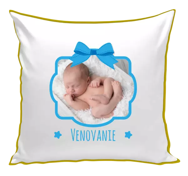 Vankúš Modrá mašle s fotografií - kopie