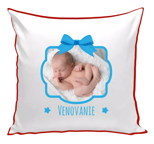 Vankúš Modrá mašle s fotografií - kopie