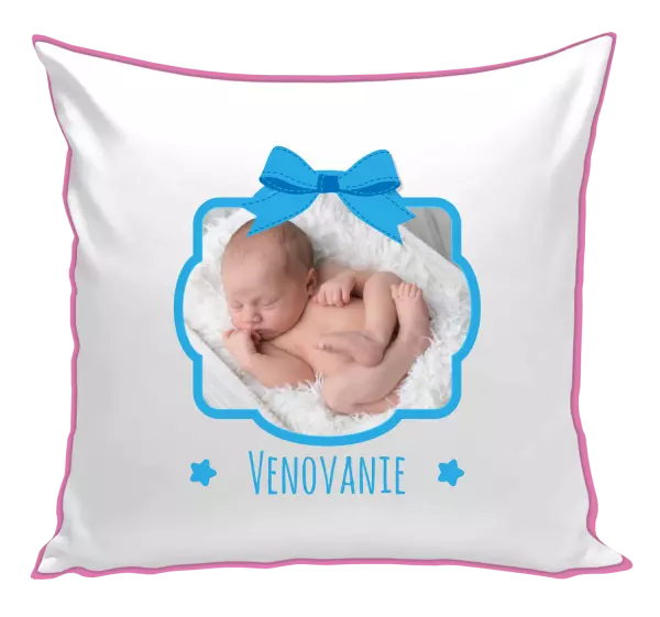 Vankúš Modrá mašle s fotografií - kopie