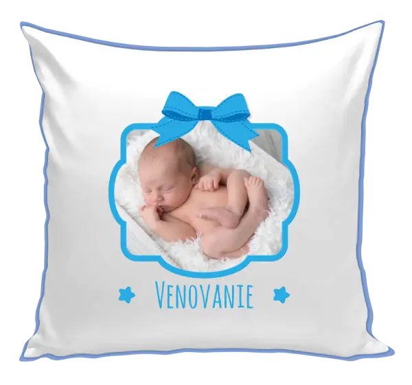 Vankúš Modrá mašle s fotografií - kopie