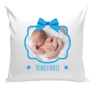 Vankúš Modrá mašle s fotografií - kopie