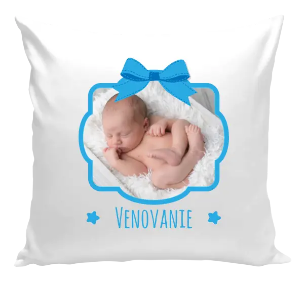 Vankúš Modrá mašle s fotografií - kopie