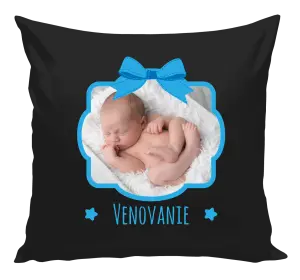 Vankúš Modrá mašle s fotografií - kopie