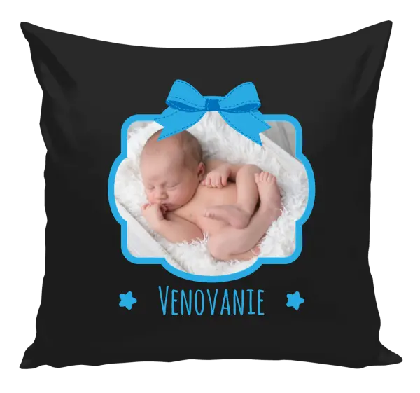 Vankúš Modrá mašle s fotografií - kopie