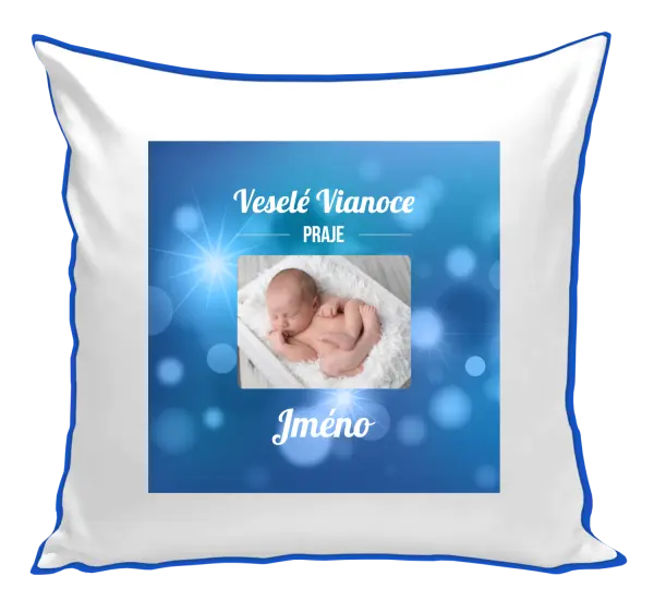 Vianočný vankúš Modré vánoční pozadí - kopie