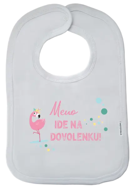 Detský podbradník Jméno jede na dovolenou - kopie