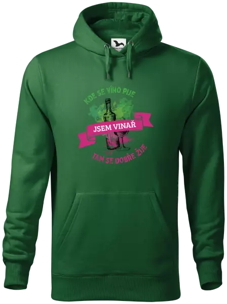 Pánska mikina Kde se víno pije, tam se dobře žije - jsem vinař - kopie